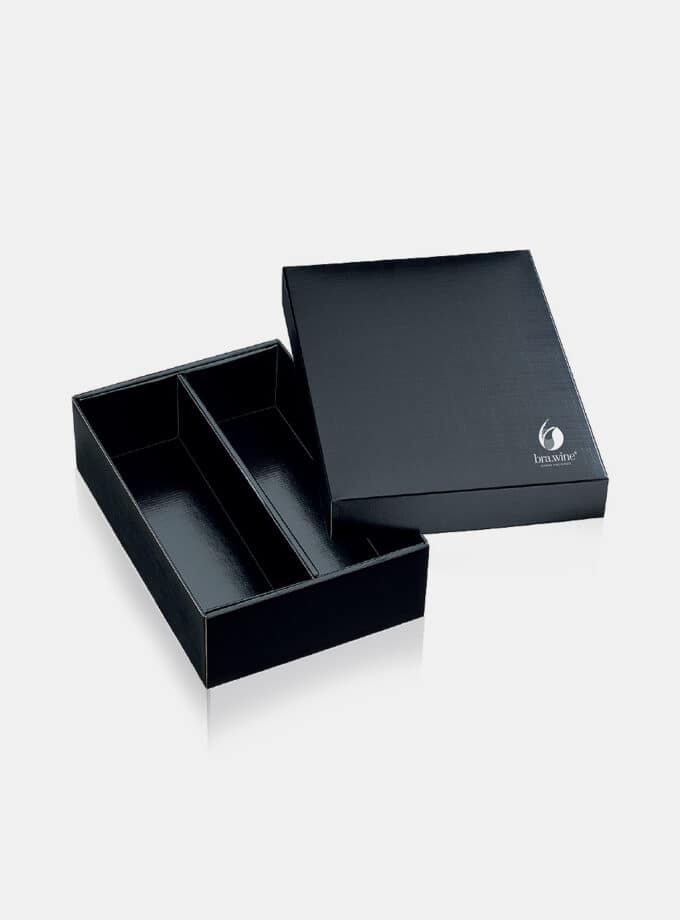 Caixa para 2 garrafas preta com logo